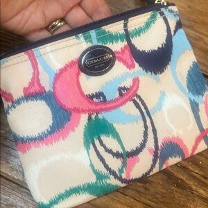 Coach Ikat C Design Vibrant Patterned Nylon Accessory/Make-up case